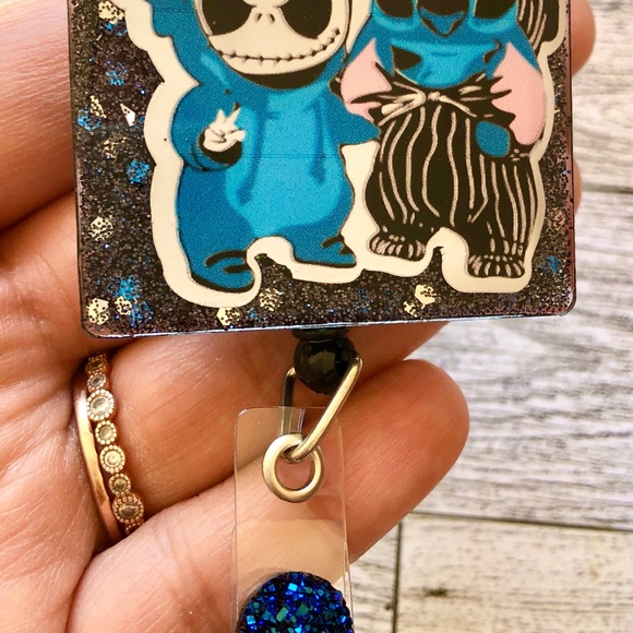 Stitch and Jack Skellington Halloween Badge Reel - Picture 3 of 4